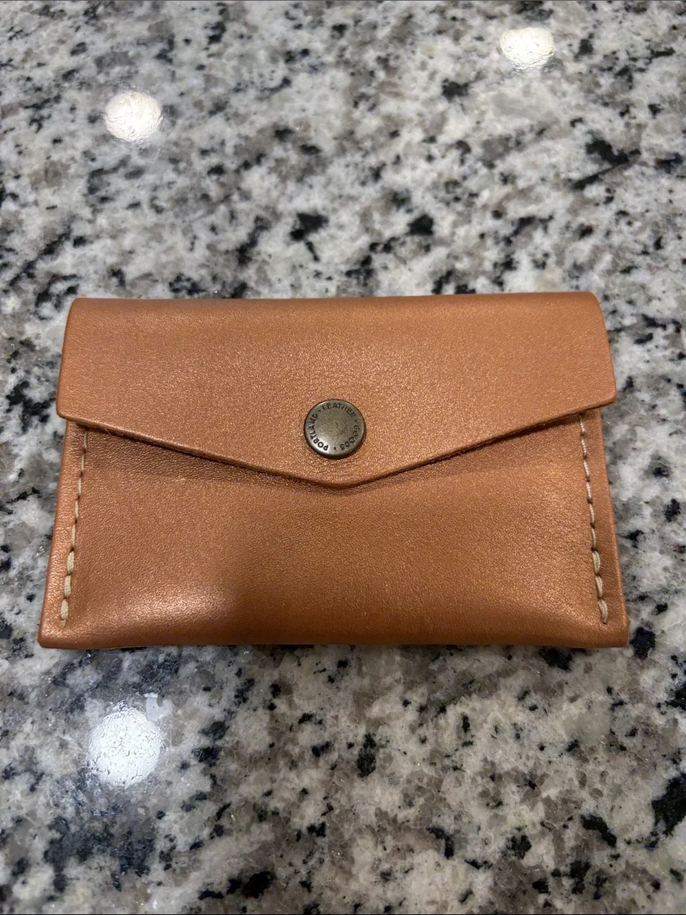Portland Leather Envelope Card Wallet in Bronze Brown